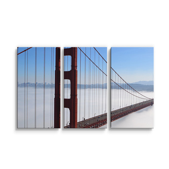 Obraz - 3-dílný Golden Gate v mlze: 120x80 cm