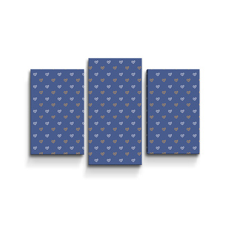 Obraz - 3-dílný Srdíčka na modré: 75x50 cm