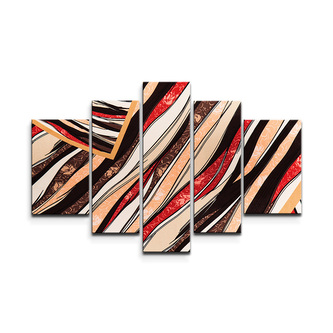 Obraz - 5-dílný Pruhovaný motiv: 125x90 cm