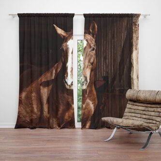 Závěs Kůň ve stáji: 2ks 140x250cm