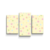 Obraz - 3-dílný Hvězdy, květy a puntíky: 75x50 cm