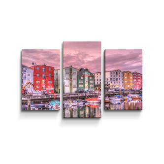 Obraz - 3-dílný Barevné domky na pobřeží: 75x50 cm