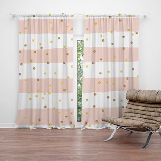 Závěs Pruhy a zlaté tečky: 2ks 140x250cm