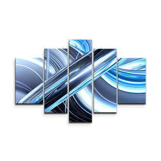 Obraz - 5-dílný Modrá abstrakce: 125x90 cm
