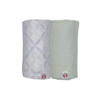 LODGER Swaddler Solid Matcha 2balení 110 x 110 cm Peppermint/Blue Fogg