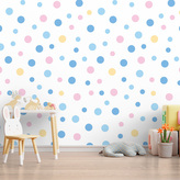 Tapeta Barevné puntíky na bílé: 208x125 cm