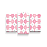 Obraz - 3-dílný Růžové a bílé kosočtverečky: 75x50 cm