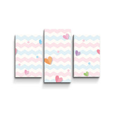 Obraz - 3-dílný Barevná srdíčka: 75x50 cm