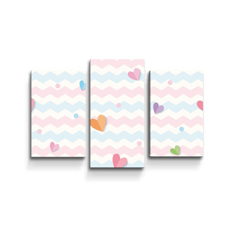 Obraz - 3-dílný Barevná srdíčka: 75x50 cm