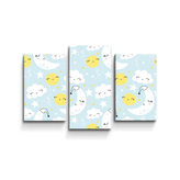 Obraz - 3-dílný Měsíce, slunce a mráčky: 75x50 cm