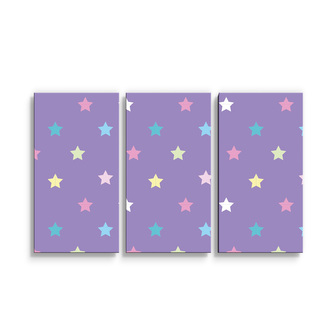 Obraz - 3-dílný Hvězdy na fialové: 120x80 cm