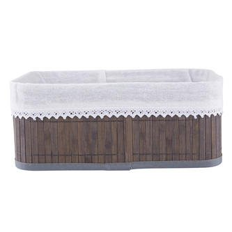 BAMBUSOVÝ KOŠÍK S KRAJKOVOU VÝSTELKOU 30X20X12CM