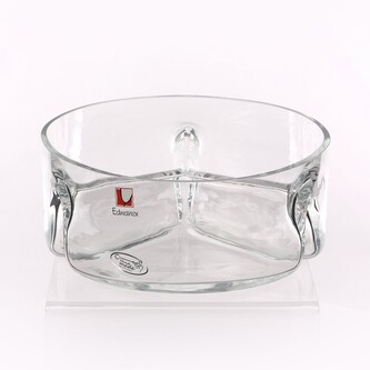 MÍSA SKLENĚNÁ SERVÍROVACÍ DĚLENÁ 3 ČÁSTI PRŮMĚR 23CM VÝŠKA 9CM