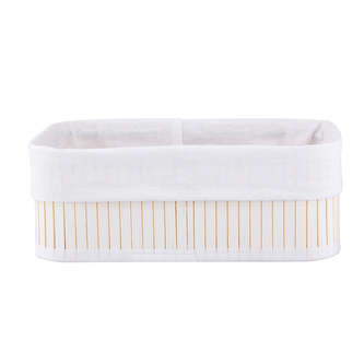 BAMBUSOVÝ KOŠÍK S BÍLOU VÝSTELKOU 25X18X10CM