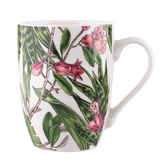 HIBISKUS SMALTOVANÝ HRNÍČEK 0.45L PRŮMĚR 9CM VÝŠKA 9CM BÍLÝ