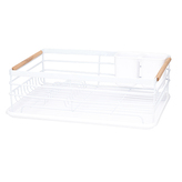 ODKAPÁVAČ NA NÁDOBÍ S DŘEVĚNÝMI DETAILY 43X32X14CM BÍLÝ