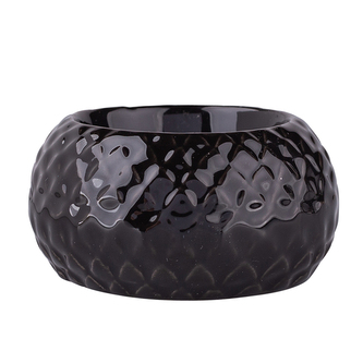 SVÍCEN PORCELÁNOVÝ S RELIÉFEM ČERNÝ 7.5X7.5X3.5CM