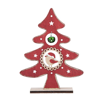 DŘEVĚNÁ FIGURKA STROMEK S KULIČKOU 16.5X5X21.5CM ČERVENÁ