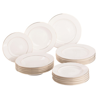 MARIAPAULA ECRU KLASICKÁ ZLATÁ LINIE OBIEDNO-KÁVOVÝ SET 6/18