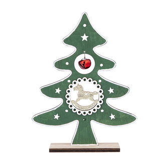 DŘEVĚNÁ FIGURKA STROMEK S KULIČKOU 16.5X5X21.5CM ZELENÁ