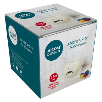 ANDREA DĚTSKÉ SKLENICE S TERMOSKOU 260ML S MOTIVEM PESEK