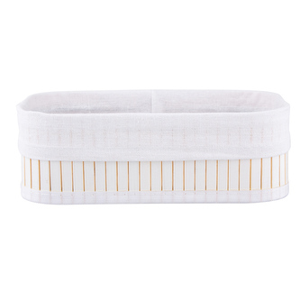 BAMBUSOVÝ KOŠÍK S BÍLOU VÝSTELKOU 25X18X8CM