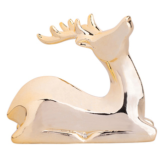 PORCELANOVÝ SOŠKA JELEN MODERNÍ ZLATÝ 11X4.5X9.5CM