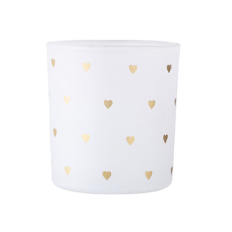 ŚKLENĚNÝ MATNÝ SVÍČNÍK 7.5X8CM DEKORACE SRDÍČKA