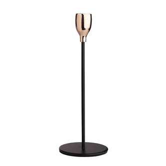 SVÍCEN PRO TENKOU SVÍČKU 8X8X22.5CM ČERNÝ SE ZLATÝMI DETAILY