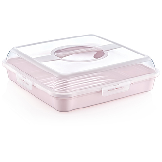 KOLÁČOVÝ KONTEJNER NA PARTY 34.5X34.5X10.5CM NORDIC PINK (10664)