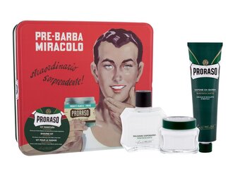 PRORASO Green balzám po holení Green 100 ml + krém na holení Green 150 ml + krém před holením Green 100 ml + plechová dóza