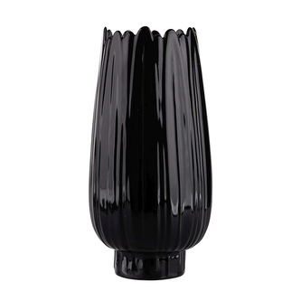VÁZA PORCELANOVÁ RELIEF ČERNÁ 12X12X24.5CM