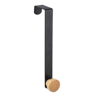 ČERNÝ KOVOVÝ JEDNODUCHÝ VĚŠÁK S BAMBUSOVÝM HÁČKEM 3X2.5X20CM