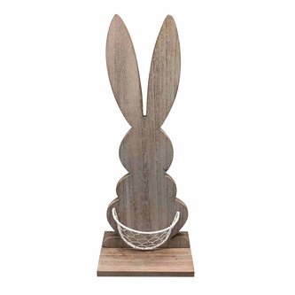 DŘEVĚNÁ FIGURKA ZAJÍCE S KOŠÍČKEM 10X7X30CM