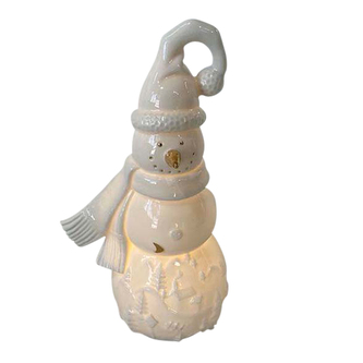 PORCELANOVÁ FIGURKA SNĚHULÁK S ZLATÝM DETAILOM 10X7.5X17.5CM