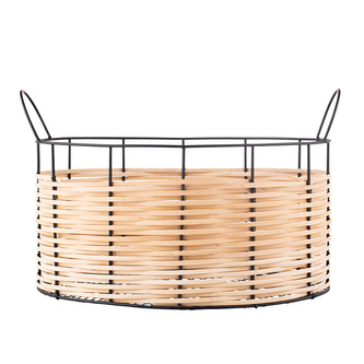 KOVOVÝ KOŠÍK S SLAMĚNÝM VÝPLETEM 40X26.5X24.5CM