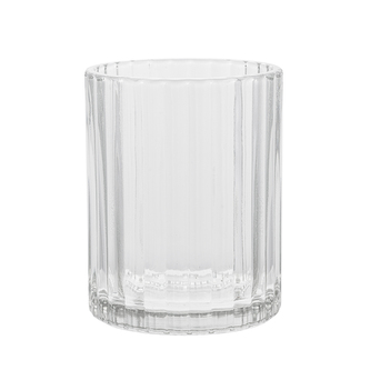 SKLENĚNÝ KELÍMEK NA KARTÁČKY 8X8X10CM (KOUPELNA)