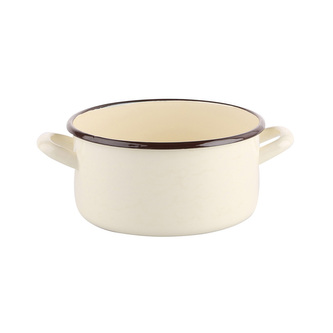 SMALTOVANÝ KASTROL 2.1L PRŮMĚR 18CM VÝŠKA 9.5CM KRÉMOVÝ