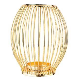 STOJAN NA SVÍČKY S PLETENÝM METALOVÝM RÁMEČKEM 12X12X18CM ZLATÝ