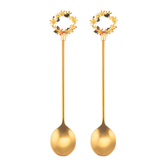 SADA 2 KS VÁNOČNÍCH LŽIČEK ZLATÝ VĚNEC