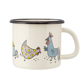 HRNEK SMALTOVANÝ 0.45L PRŮMĚR 9CM VÝŠKA 9CM VESELÉ SLEPIČKY