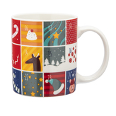 PROSTÝ PORCELANOVÝ HRNEK NBC 330ML DEKOR ADVENTNÍHO KALENDÁŘE A COLOR BOX