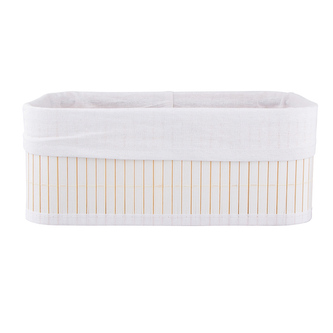 BAMBUSOVÝ KOŠÍK S BÍLOU VÝSTELKOU 30X20X12CM