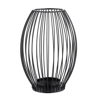 STOJAN NA SVÍČKY S PLETENÝM METALOVÝM RÁMEČKEM 8.5X8.5X22CM ČERNÝ
