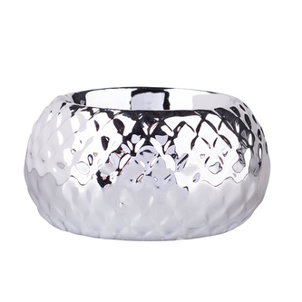 SVÍCEN PORCELÁNOVÝ S RELIÉFEM STŘÍBRNÝ 7.5X7.5X3.5CM