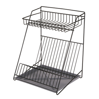 OSUŠKA NA NÁDOBÍ 2-POLOŽKOVÁ 30CM ČERNÁ S PODLOŽKOU