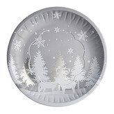 KRUHOVÝ PODNOS PRŮMĚR 26CM OZDOBENÝ STŘÍBRNÝMI STROMEČKY