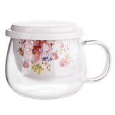 SKLENĚNÝ HRNEK SCARLETT S PORCELÁNOVOU NÁSTROJÍ A VÍKEM 220ML BAREVNÁ KRABIČKA