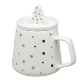 KUBEK STROMEK PORCELÁN NBC 370ML S VÍČKEM BÍLÝM S ZLATÝMI TEČKAMI V COLOR BOXU