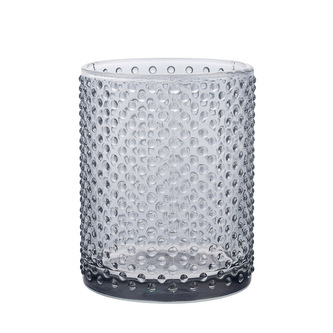 SKLENĚNÝ KELÍMEK NA KARTÁČKY 8X8X10CM POPELAVÝ (KOUPELNA)